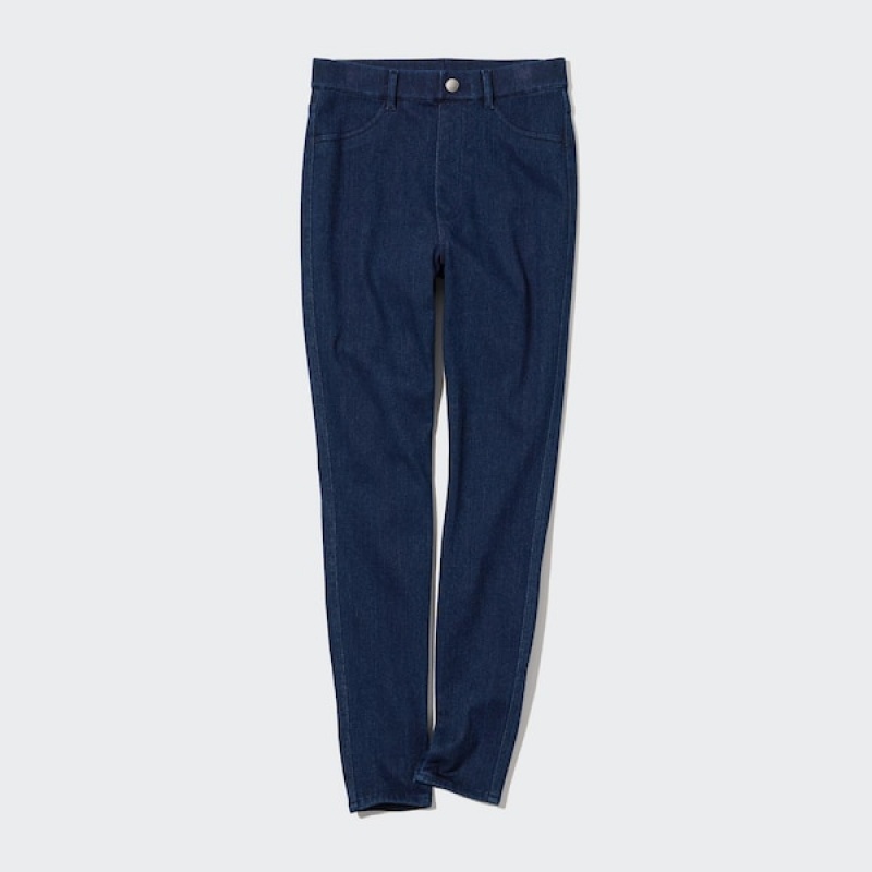 Uniqlo HEATTECH Ultra Stretch High-Rise Denim Leggings Bukser Dame Blå | 4819-IKRFP