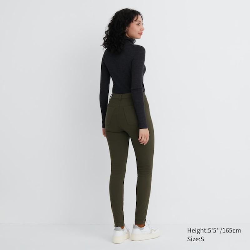 Uniqlo HEATTECH Ultra Stretch High-Rise Leggings Dame Olivengrøn | 0798-MGXID