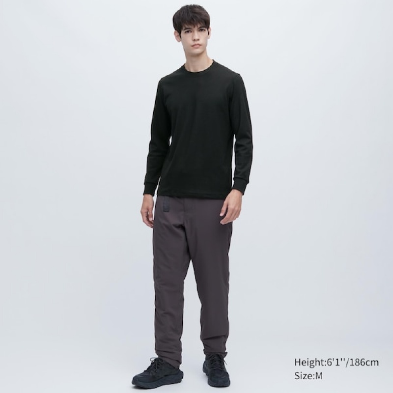 Uniqlo HEATTECH Ultra Warm Crew Neck Long-Sleeve T Shirts Herre Sort | 4762-UMLTP