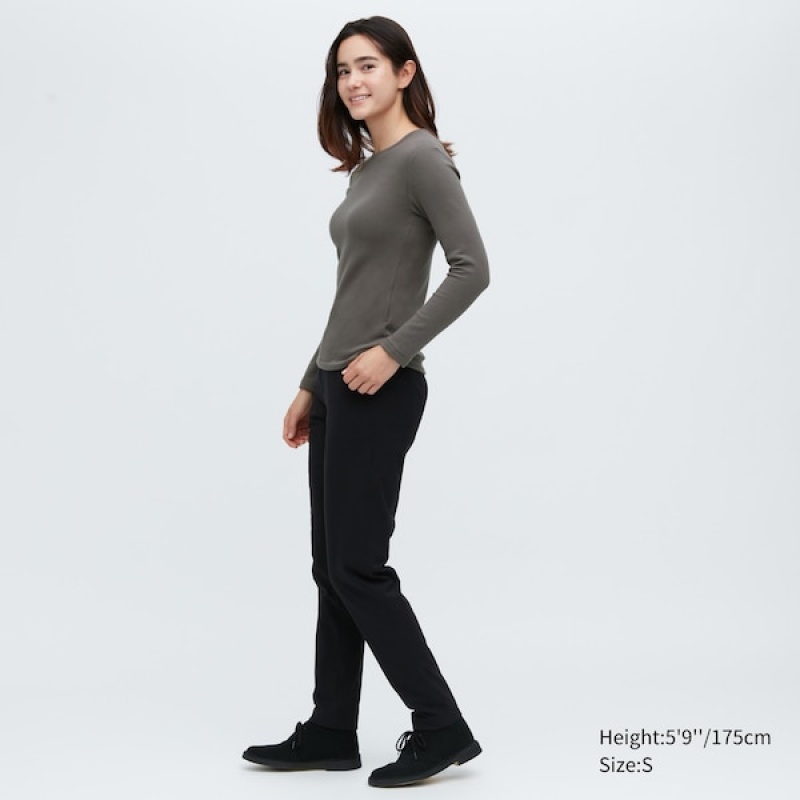 Uniqlo HEATTECH Ultra Warm Crew Neck Long-Sleeve T Shirts Dame Grå | 8725-RUMWC