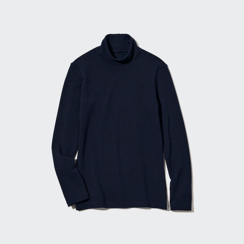 Uniqlo HEATTECH Ultra Warm High Neck T Shirts Dame Mørkeblå | 0619-HSXNR