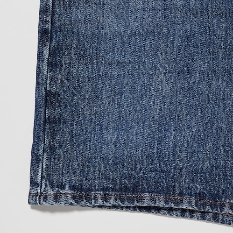 Uniqlo High-Rise Denim Shorts Dame Mørkeblå | 4637-DJPEG