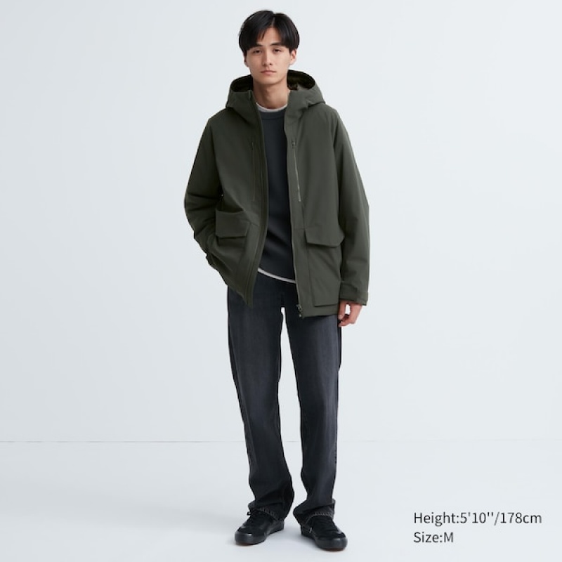 Uniqlo Hybrid Down Parka Herre Mørkegrøn | BSTMOI-632