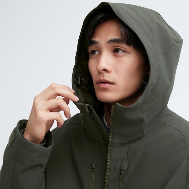 Uniqlo Hybrid Down Parka Herre Mørkegrøn | BSTMOI-632