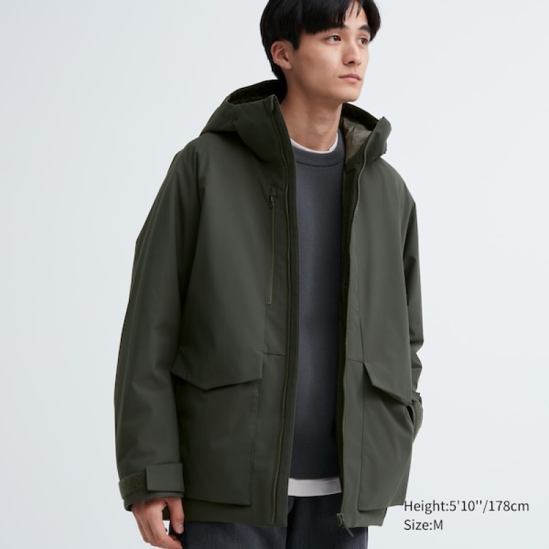 Uniqlo Hybrid Down Parka Herre Mørkegrøn | BSTMOI-632