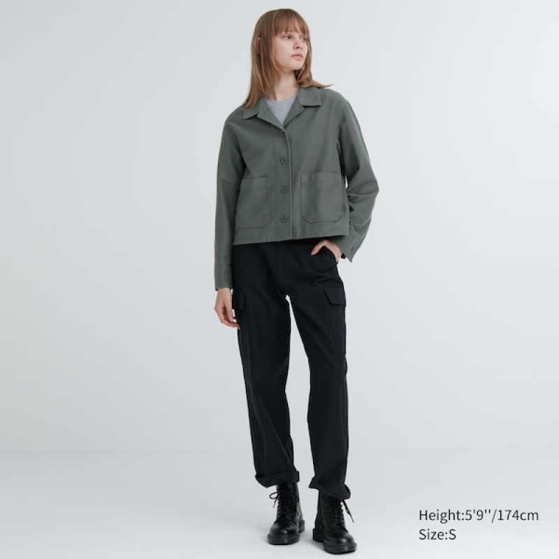 Uniqlo Jersey Relaxed jackets Dame Olivengrøn | 7234-TYAKJ