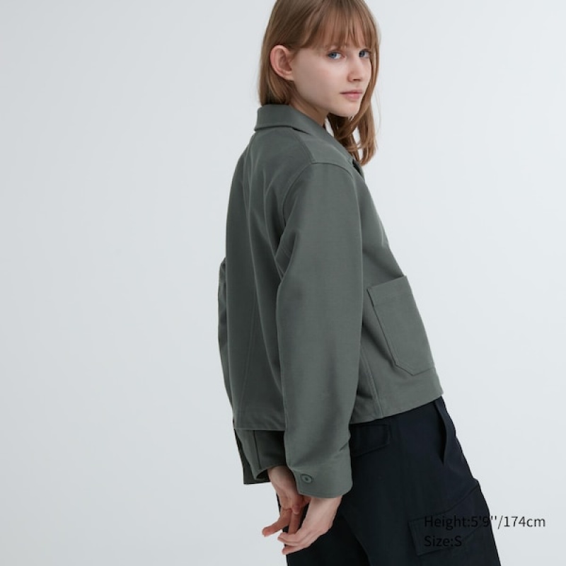 Uniqlo Jersey Relaxed jackets Dame Olivengrøn | 7234-TYAKJ