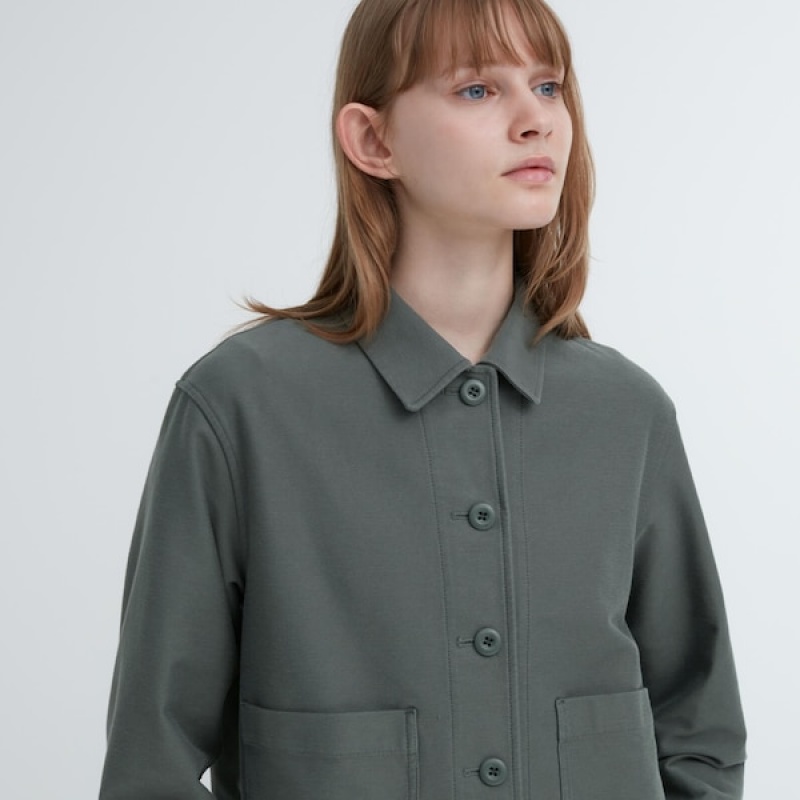 Uniqlo Jersey Relaxed jackets Dame Olivengrøn | 7234-TYAKJ