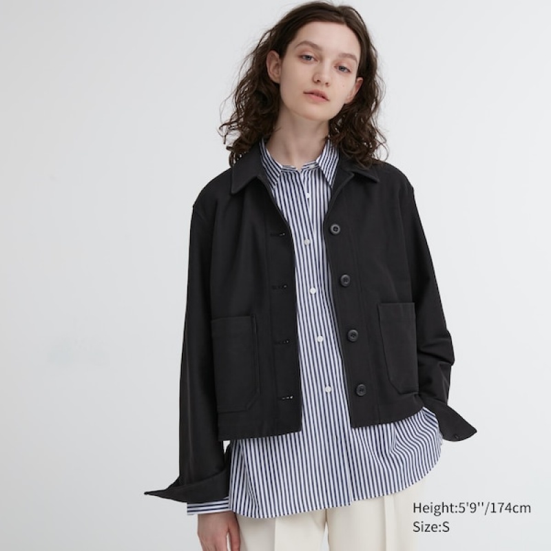 Uniqlo Jersey Relaxed jackets Dame Sort | 8310-ZUNYK