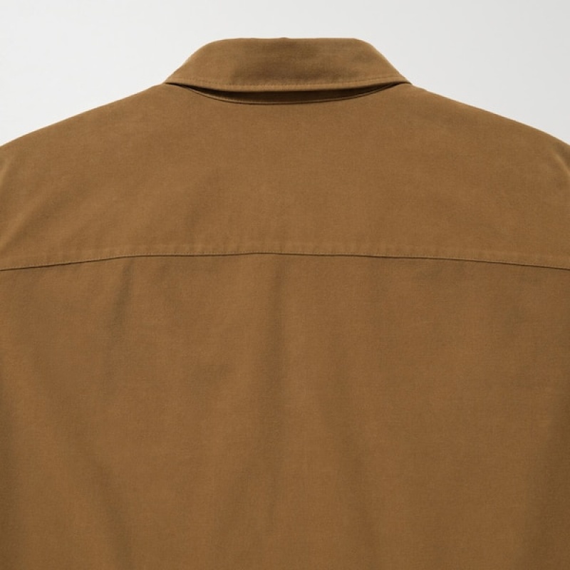 Uniqlo Jersey Utility Long-Sleeve Overtrøje Herre Brune | 2768-YIFNG