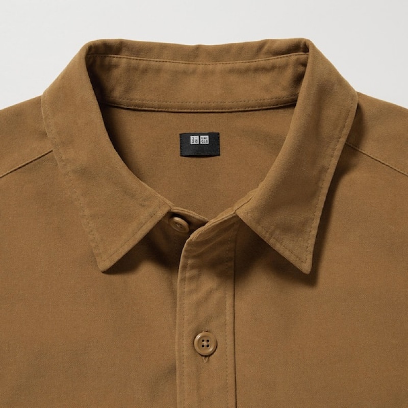 Uniqlo Jersey Utility Long-Sleeve Overtrøje Herre Brune | 2768-YIFNG