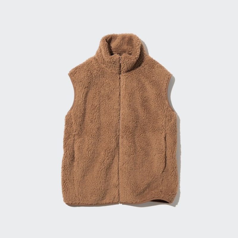 Uniqlo Light Pile-Forede Fleece Vest Dame Brune | 7952-MVOLN