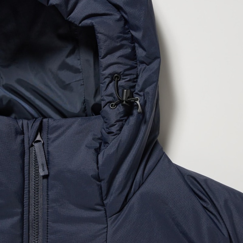 Uniqlo Light Warm Polstret Parka Herre Mørkeblå | ZMJXUW-596