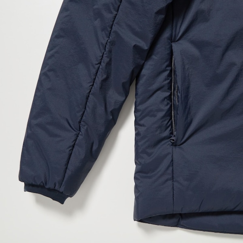 Uniqlo Light Warm Polstret Parka Herre Mørkeblå | ZMJXUW-596