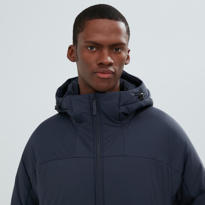 Uniqlo Light Warm Polstret Parka Herre Mørkeblå | ZMJXUW-596