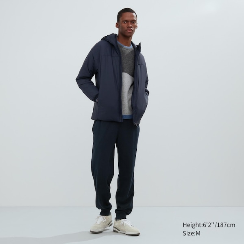 Uniqlo Light Warm Polstret Parka Herre Mørkeblå | ZMJXUW-596