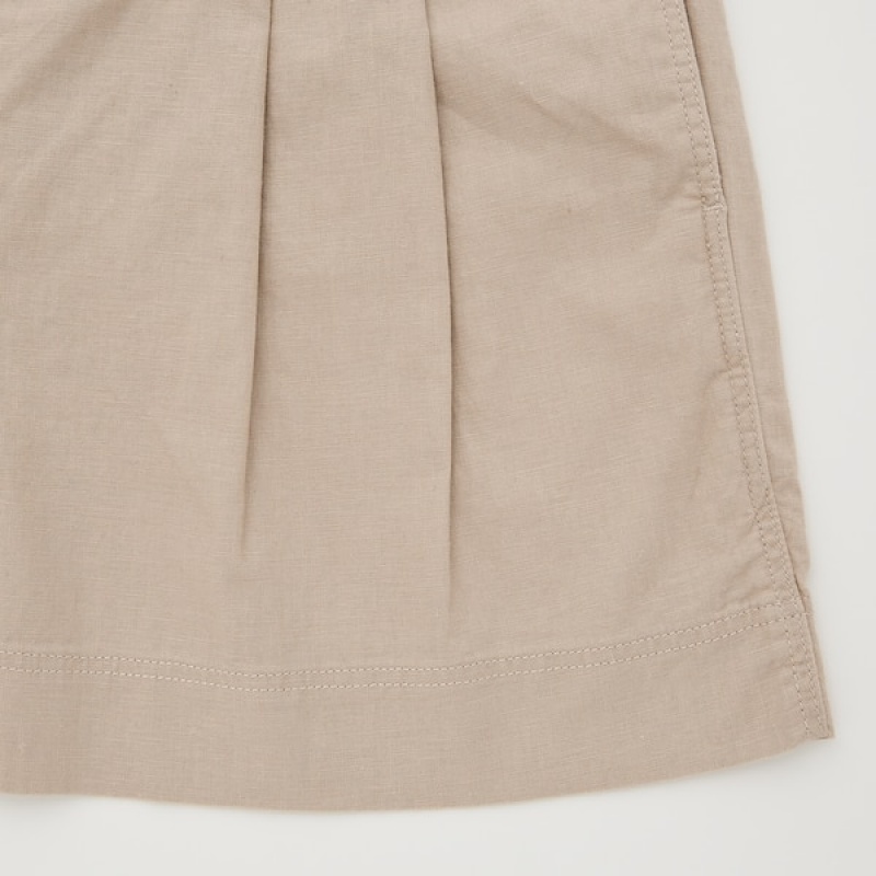 Uniqlo Linen-Bomulds Shorts Dame Beige | 2479-FXRAJ