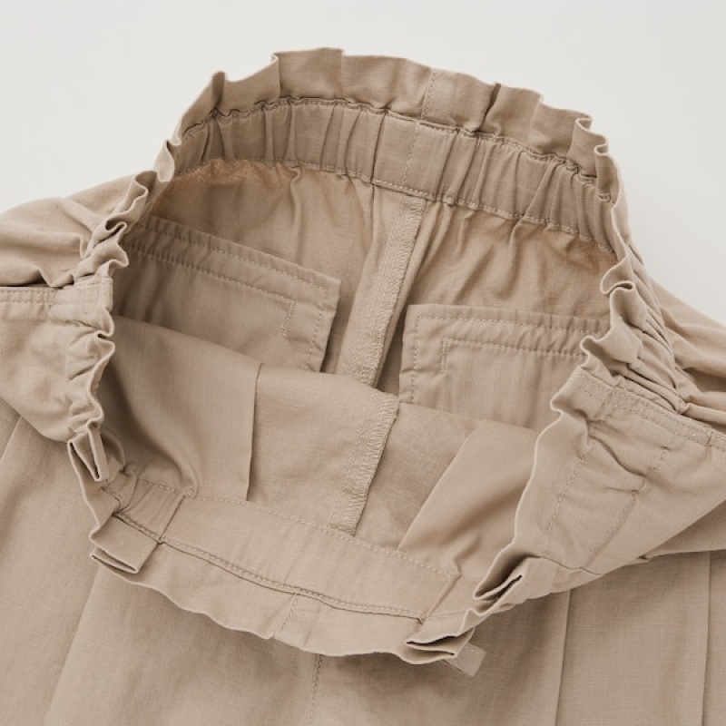 Uniqlo Linen-Bomulds Shorts Dame Beige | 2479-FXRAJ