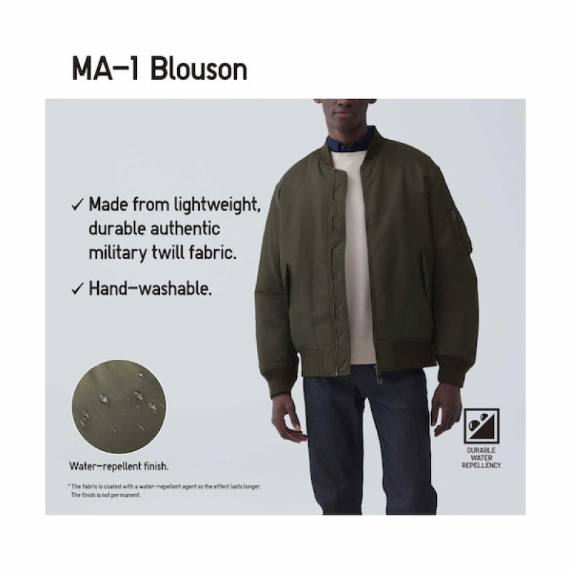 Uniqlo MA-1 Blouson jackets Herre Grøn | QUYVOP-290