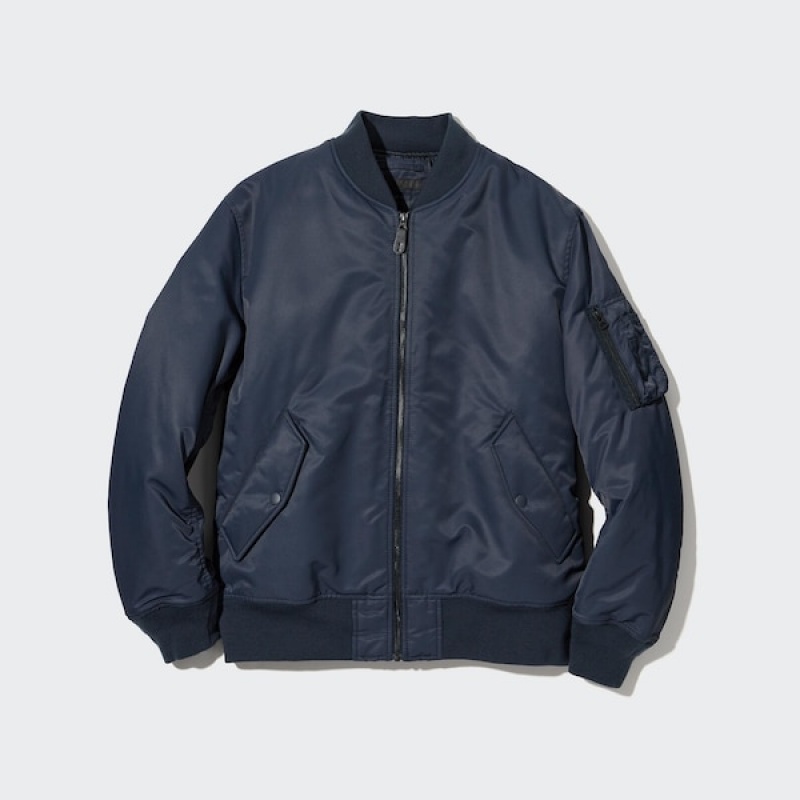 Uniqlo MA-1 Blouson jackets Herre Mørkeblå | 1732-IOVPY