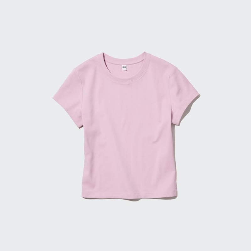 Uniqlo Mini Kort-Sleeve T Shirts Dame Lyserød | 1456-AOZKN