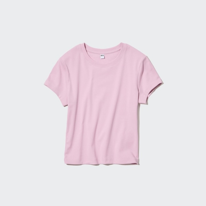 Uniqlo Mini Kort-Sleeve T Shirts Dame Lyserød | 1456-AOZKN