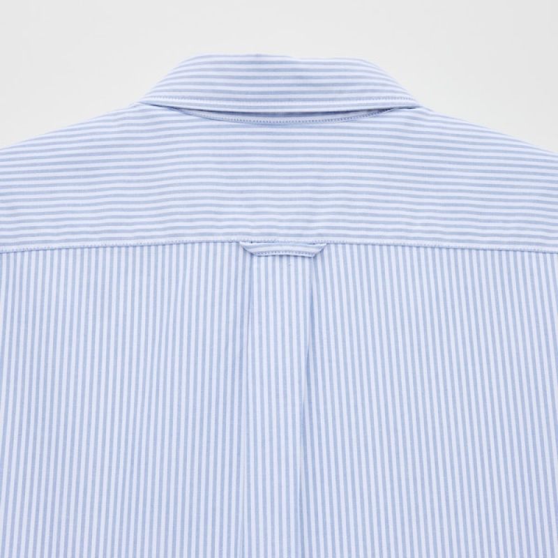 Uniqlo Oxford Stribet Slim-Fit Long-Sleeve Skjorte Herre Blå | 1496-CRLSN