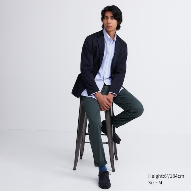 Uniqlo Oxford Stribet Slim Fit Long-Sleeve Skjorte Herre Blå | 0781-TBNJS