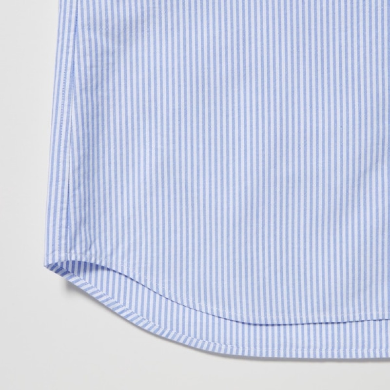 Uniqlo Oxford Stribet Slim Fit Long-Sleeve Skjorte Herre Blå | 0781-TBNJS