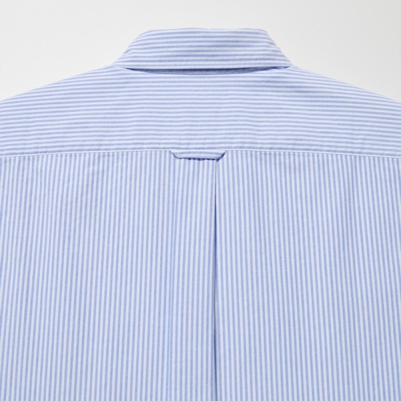 Uniqlo Oxford Stribet Slim Fit Long-Sleeve Skjorte Herre Blå | 0781-TBNJS