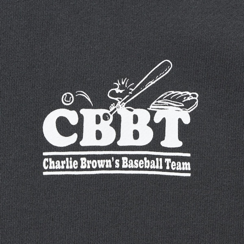 Uniqlo PEANUTS Charlie Brown's Baseball Team Long-Sleeve Sweatshirts Herre Mørkegrå | 9561-WRDUZ