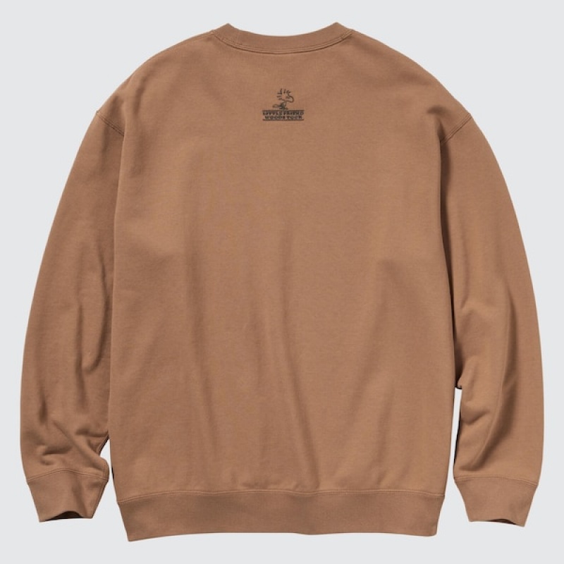 Uniqlo PEANUTS Charlie Brown's Baseball Team Long-Sleeve Sweatshirts Herre Brune | 3984-FHTAM