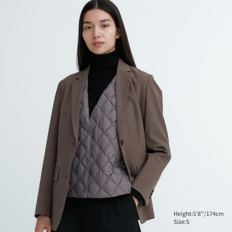 Uniqlo PUFFTECH Quiltet Vest Dame Grå | 0756-POUXR