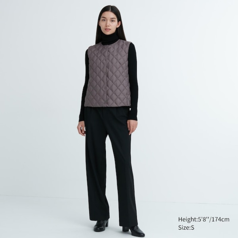 Uniqlo PUFFTECH Quiltet Vest Dame Grå | 0756-POUXR