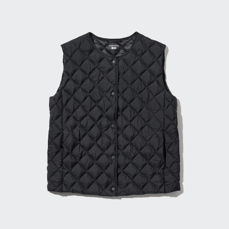 Uniqlo PUFFTECH Quiltet Vest Dame Sort | 2046-AWPOR