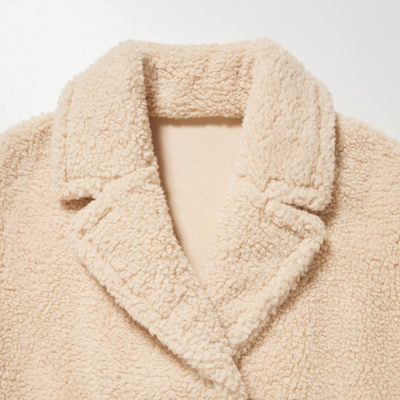 Uniqlo Pile-Forede Fleece Tailored Frakker Dame Beige | 4183-HVCPJ