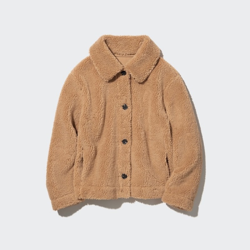 Uniqlo Pile-Forede Fleece jackets Dame Brune | 3614-IKHGQ