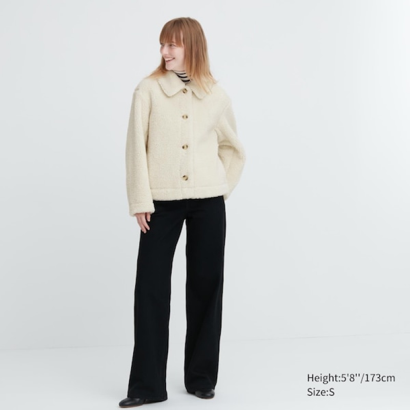 Uniqlo Pile-Forede Fleece jackets Dame Hvide | 9186-SQYPZ