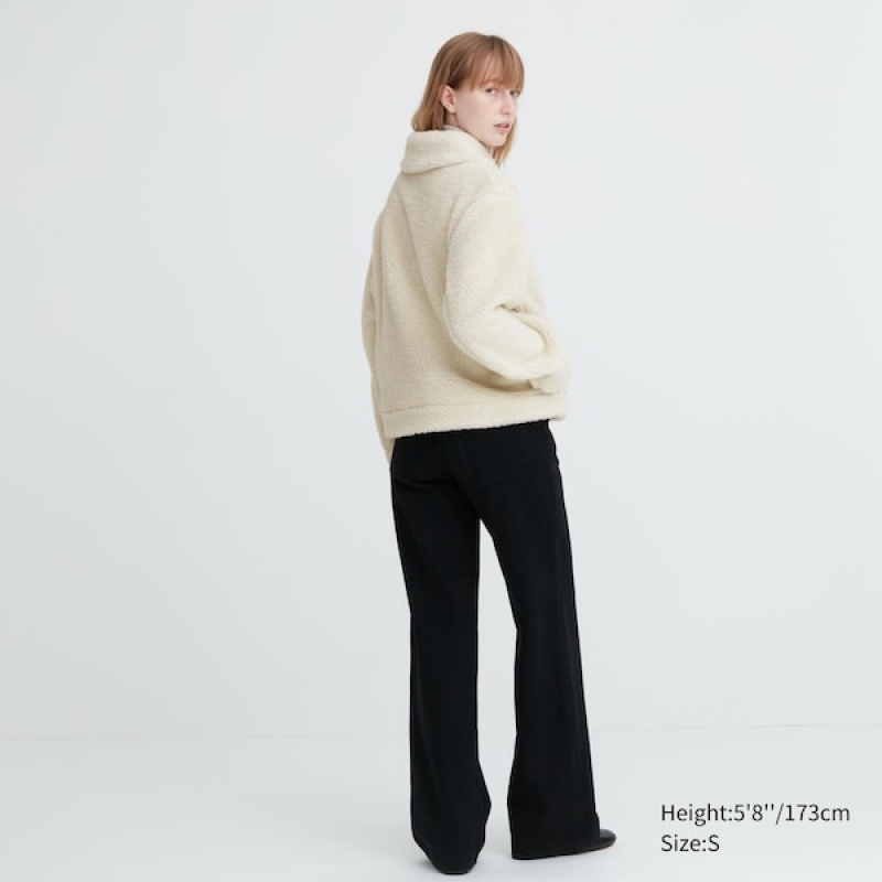 Uniqlo Pile-Forede Fleece jackets Dame Hvide | 9186-SQYPZ