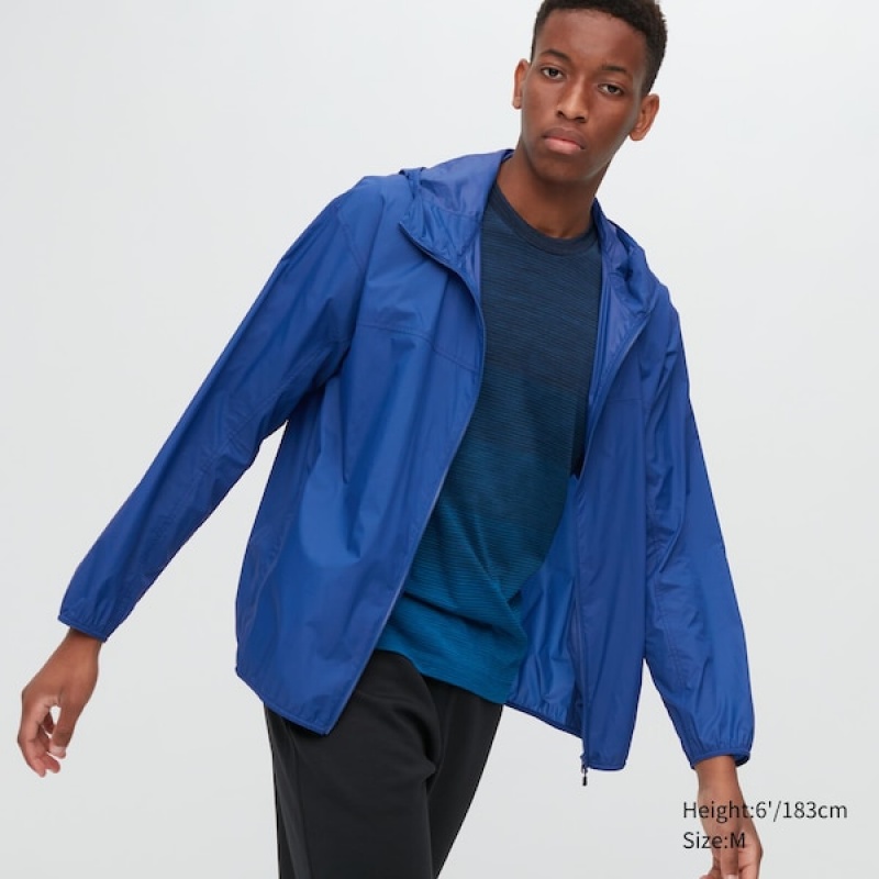 Uniqlo Pocketable UV Protection 3D Cut Parka Herre Blå | 1526-YJRTE