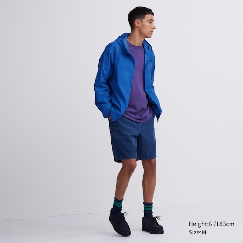 Uniqlo Pocketable UV Protection 3D Cut Parka Herre Blå | NPYZCJ-508