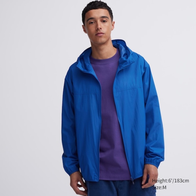 Uniqlo Pocketable UV Protection 3D Cut Parka Herre Blå | NPYZCJ-508