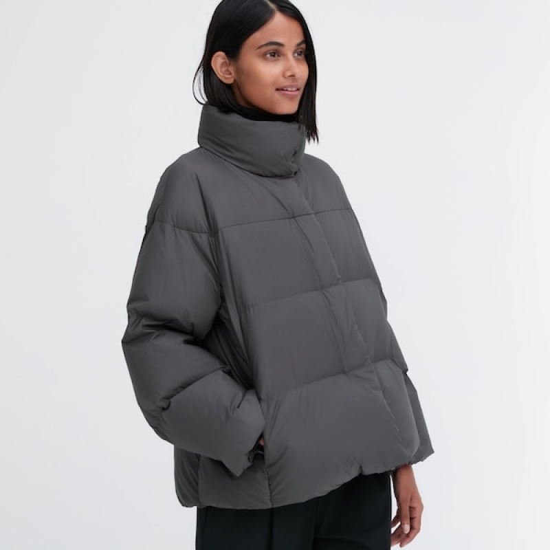 Uniqlo Powder Soft Down jackets Dame Mørkegrå | 3687-FMTQC