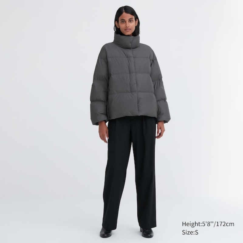 Uniqlo Powder Soft Down jackets Dame Mørkegrå | 3687-FMTQC