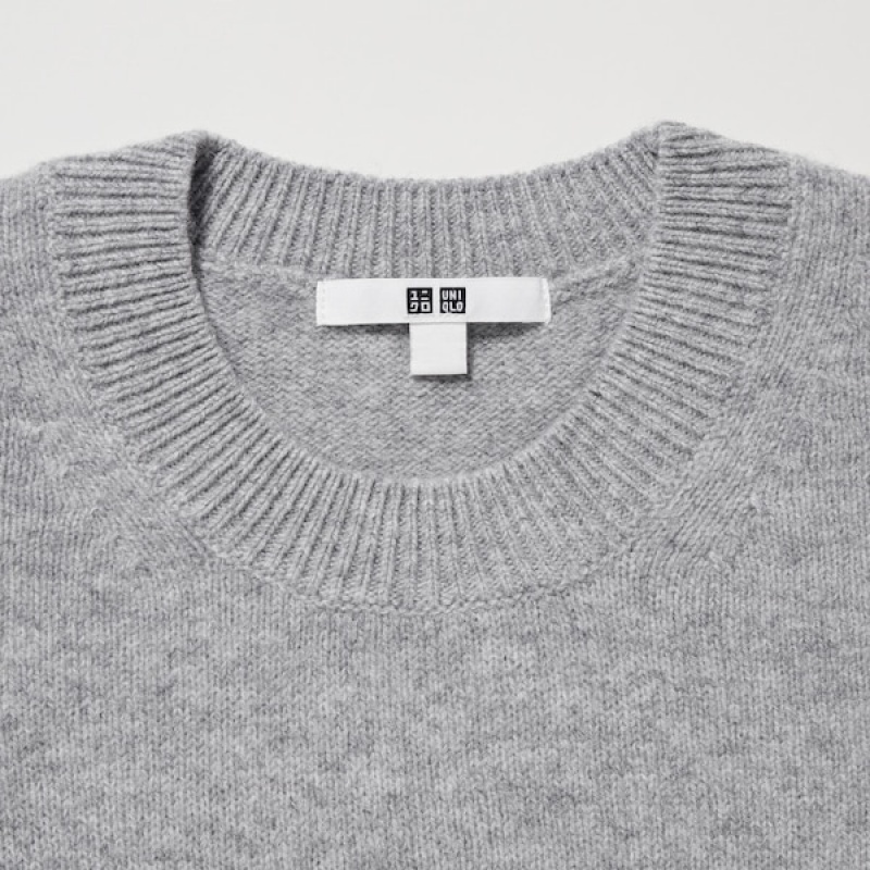 Uniqlo Premium Lambswool Crew Neck Long-Sleeve Trøjer Dame Grå | 2970-SCXNZ