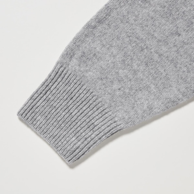 Uniqlo Premium Lambswool Crew Neck Long-Sleeve Trøjer Dame Grå | 2970-SCXNZ