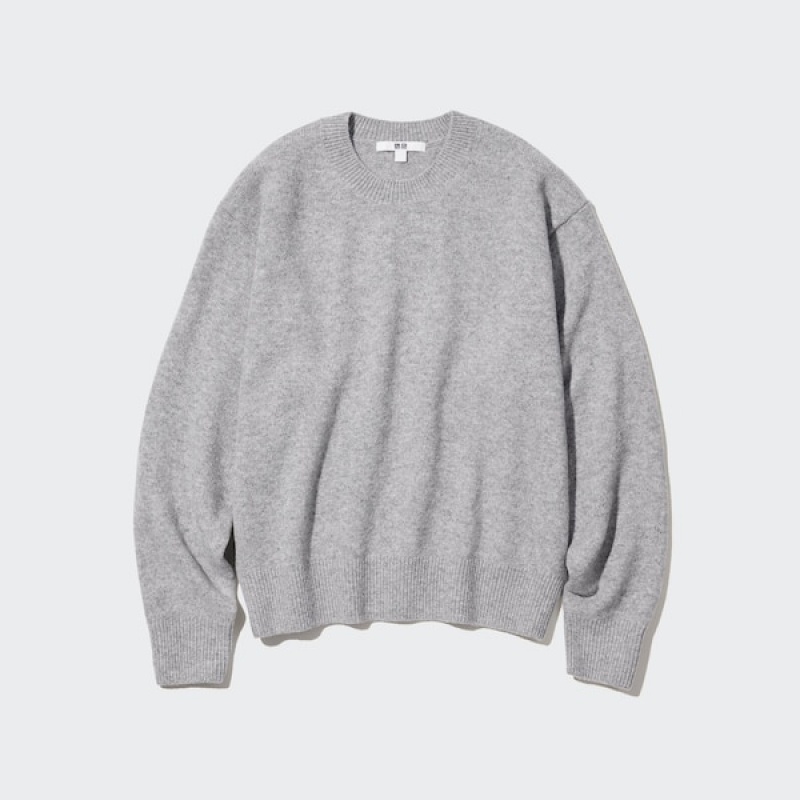 Uniqlo Premium Lambswool Crew Neck Long-Sleeve Trøjer Dame Grå | 2970-SCXNZ