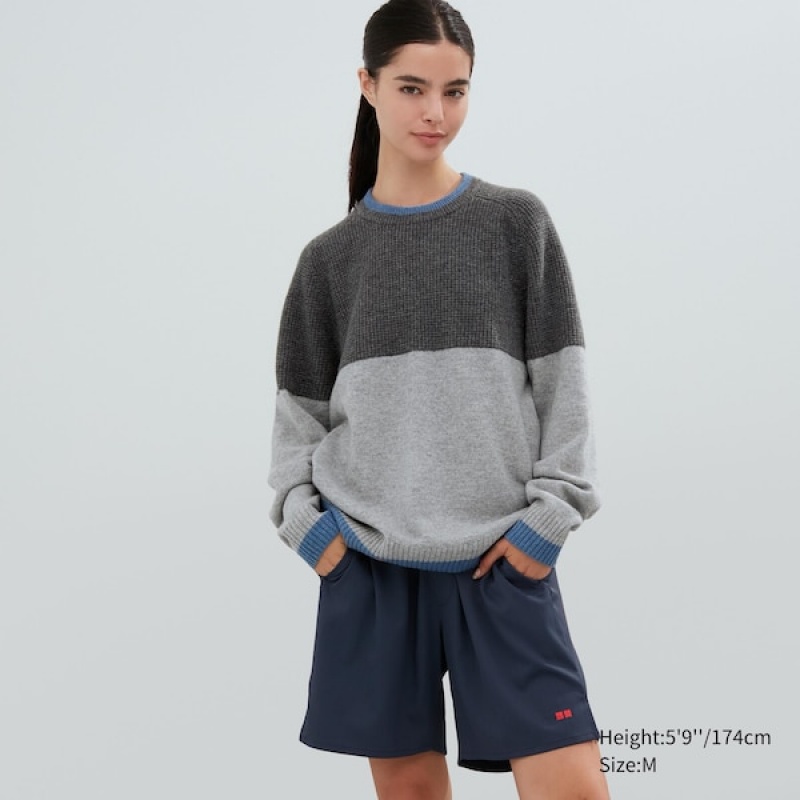 Uniqlo Premium Lambswool Crew Neck Long-Sleeve Trøjer Dame Mørkegrå | 0869-NVFOL