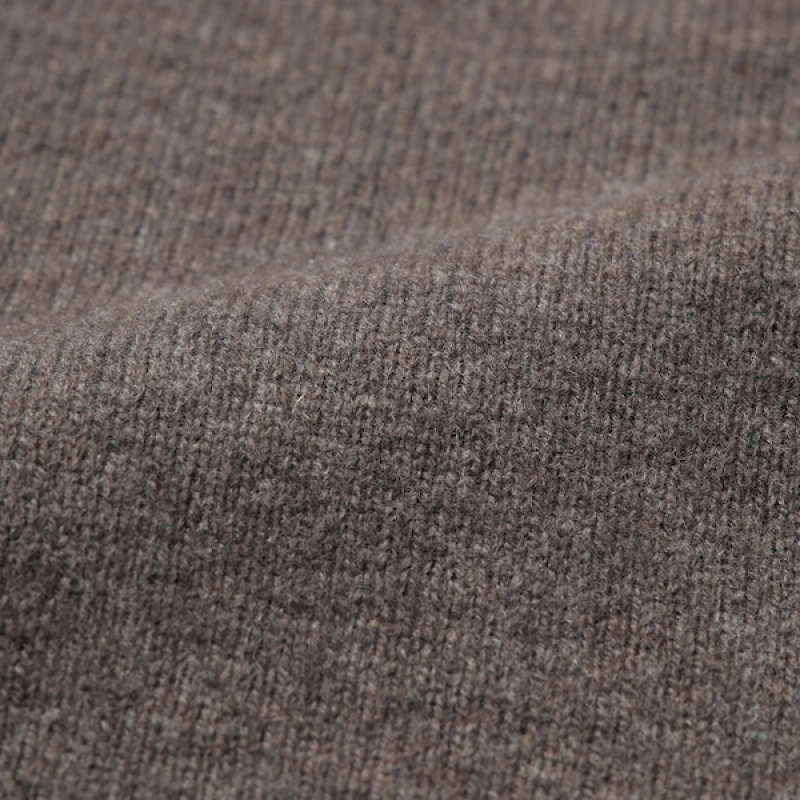 Uniqlo Premium Lambswool Crew Neck Long-Sleeve Trøjer Herre Brune | 9872-MKVEW