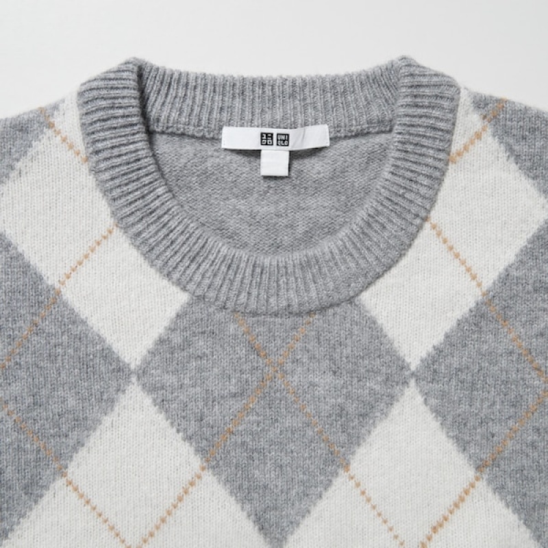 Uniqlo Premium Lambswool Long-Sleeve Crew Neck Trøjer Dame Lysegrå | 1695-OQEBD